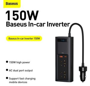 Baseus In-car Inverter 150W 220V CN EU Ports Black