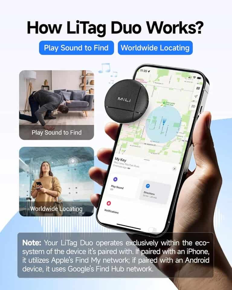 Mili LiTag Duo Dual System Tracker For iOS & Android