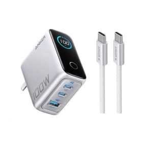 ANKER B121B Charger 3 Port 100W Fast Charging LED Display USB C to USB C Cable