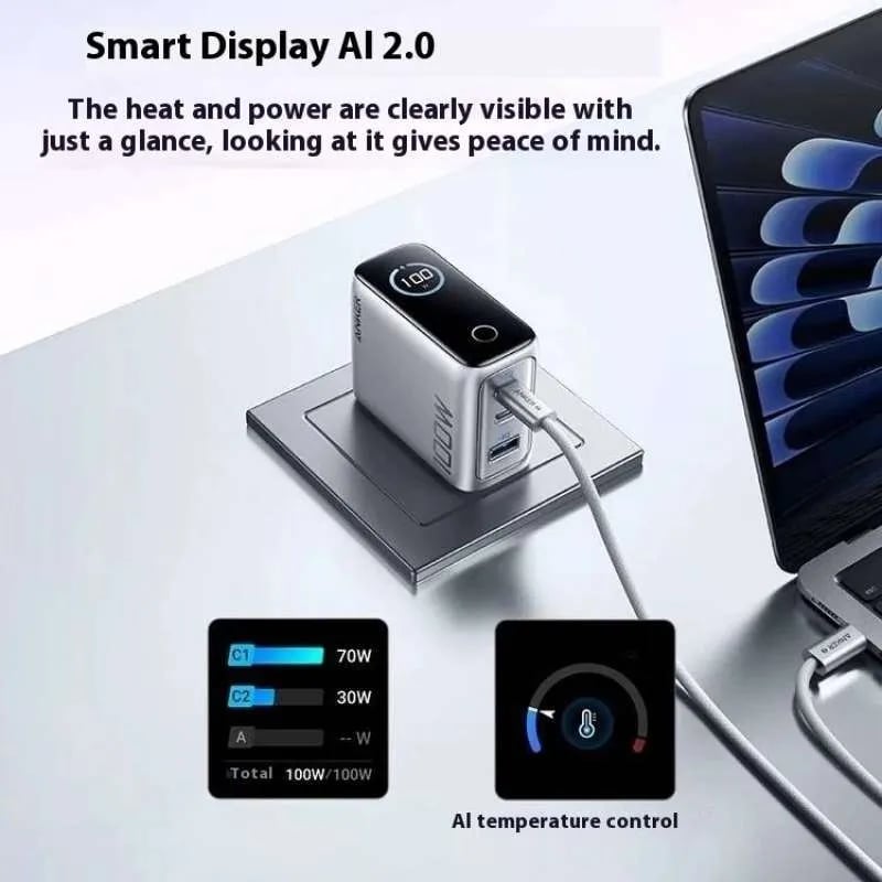 ANKER B121B Charger 3 Port 100W Fast Charging LED Display USB C to USB C Cable