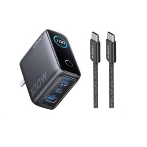 ANKER B121B Charger 3 Port 100W Fast Charging LED Display USB C to USB C Cable