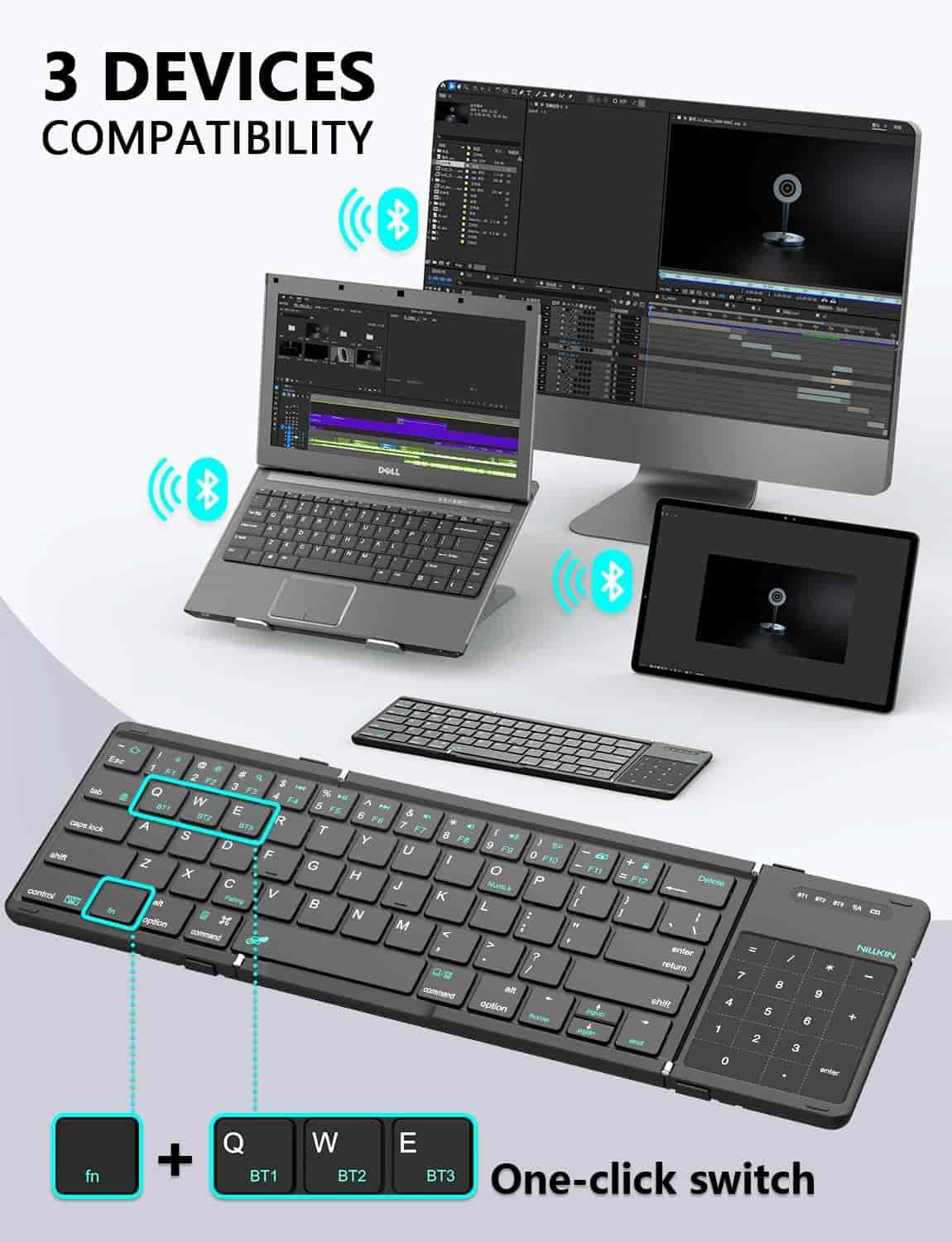 Nilkin Cube Pocket Foldable Bluetooth Keyboard with Touchpad