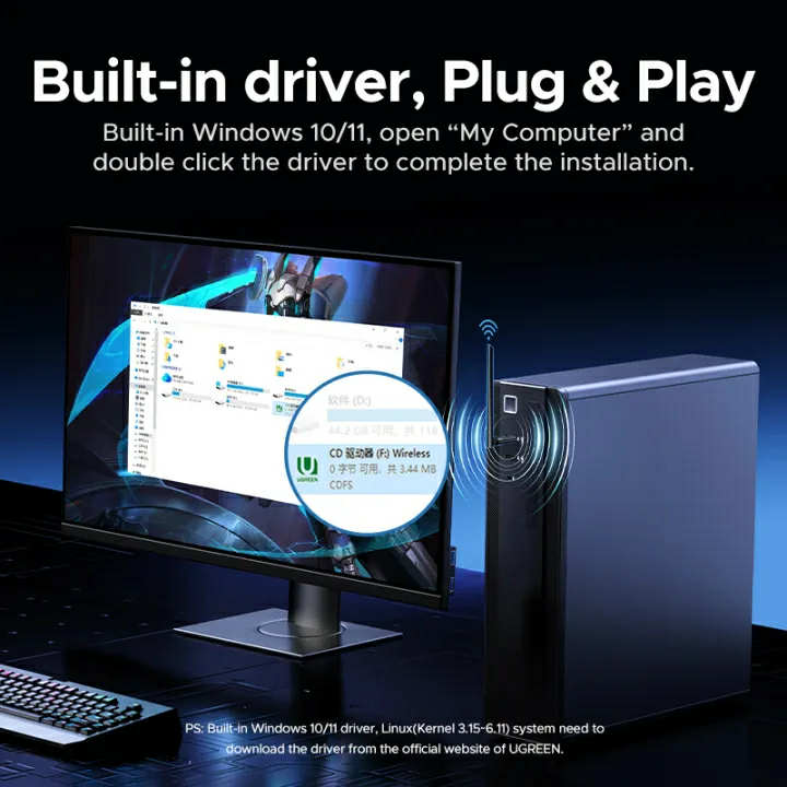 UGREEN AX900 WiFi 6 & Bluetooth 5.4 Dual-Band USB Adapter
