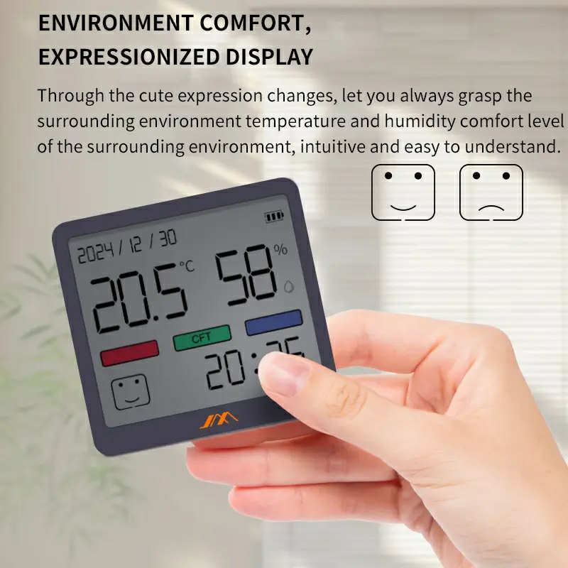 JIMIHOME JM-G3002 Temperature And Humidity Monitor With Digital Clock