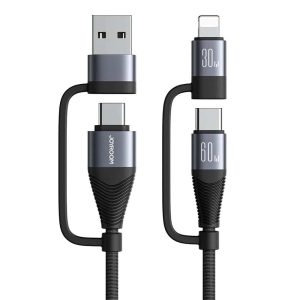 Joyroom SA37-2T2 60W 4-in-1 Fast Charging USB-A+Type-C to Lightning+Type-C Data Cable (1.2m)