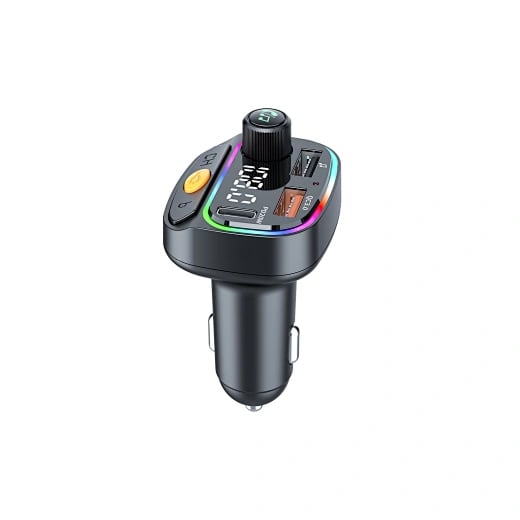 WiWU Wi-QC031 Bluetooth 5.3 Car FM Transmitter with RGB Lights & 38W Fast Charging