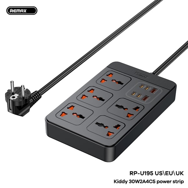 Remax RP-U195 Power Strip Adapter 2A+4C+5Sockets 2500W+30W Wire Length 1.5m (EU Plug)