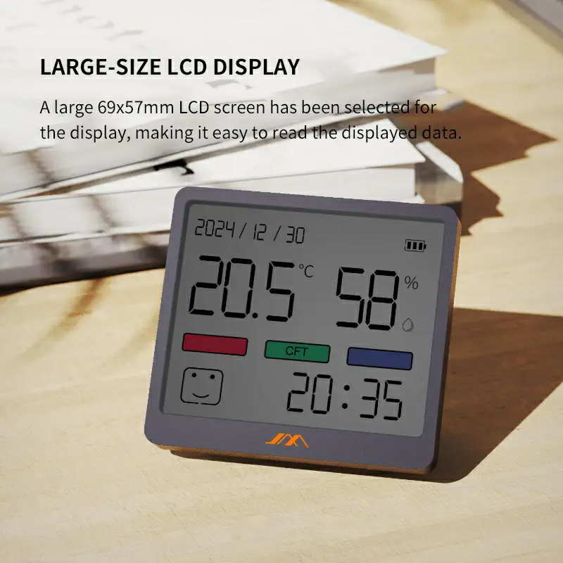 JIMIHOME JM-G3002 Temperature And Humidity Monitor With Digital Clock