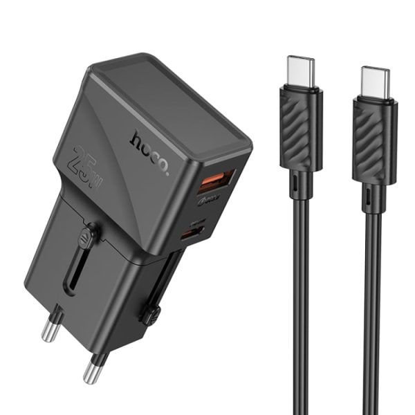 Hoco AC24 Mini PD25W QC3.0 Universal Travel Charger with Type-C to Type-C Cable