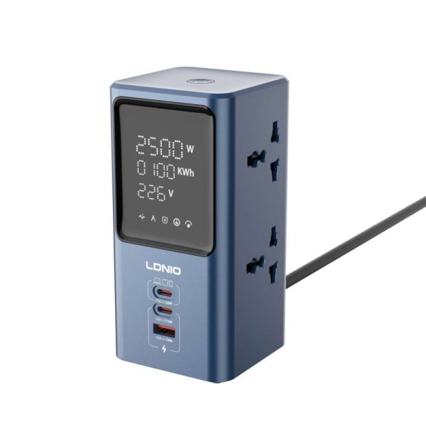 LDNIO SC2 PD 45W GaN USB-C Fast Charing 7-in-1 Charge Station Power Strip with Led Screen