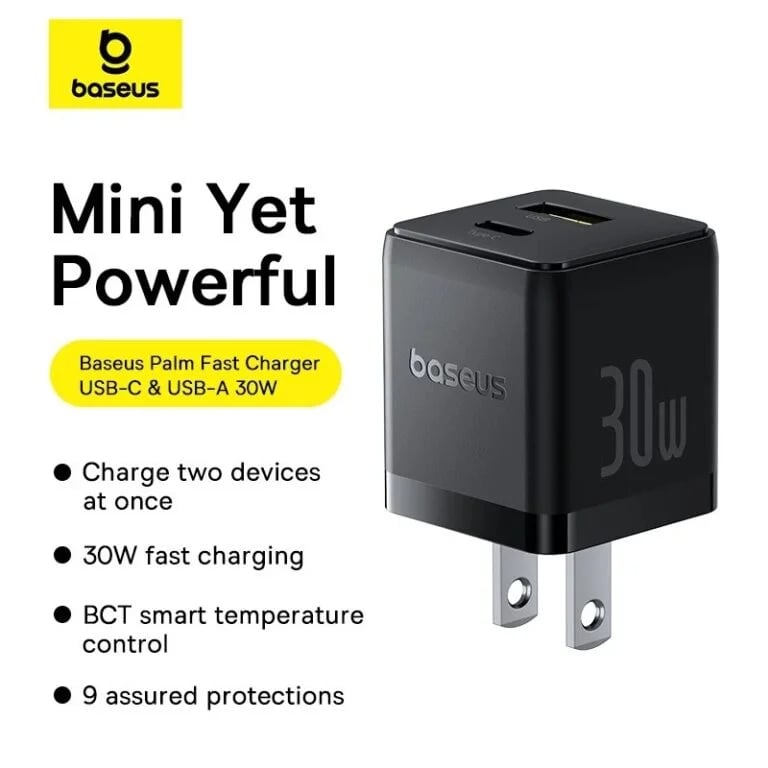 Baseus Palm 30W Fast Charger C+U With 60W Type-c Cable
