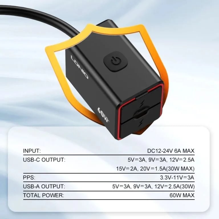 Ldnio C108 60W Motorcycle Fast Charger