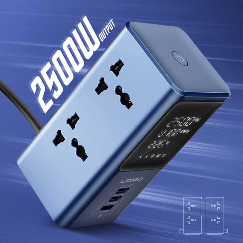LDNIO SC2 PD 45W GaN USB-C Fast Charing 7-in-1 Charge Station Power Strip with Led Screen