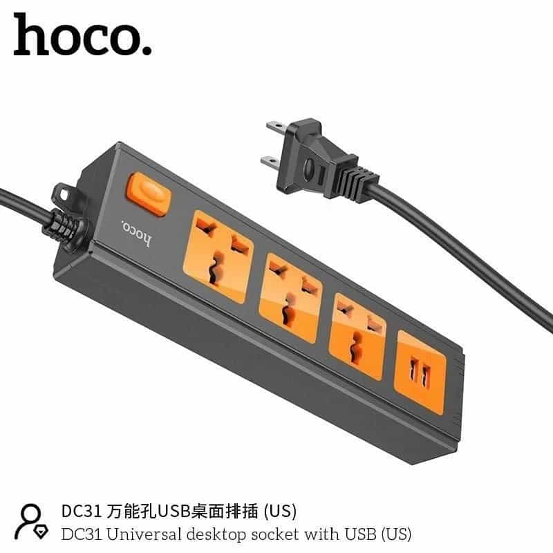 Hoco DC31 2USB 3AC 2500W Desktop Socket