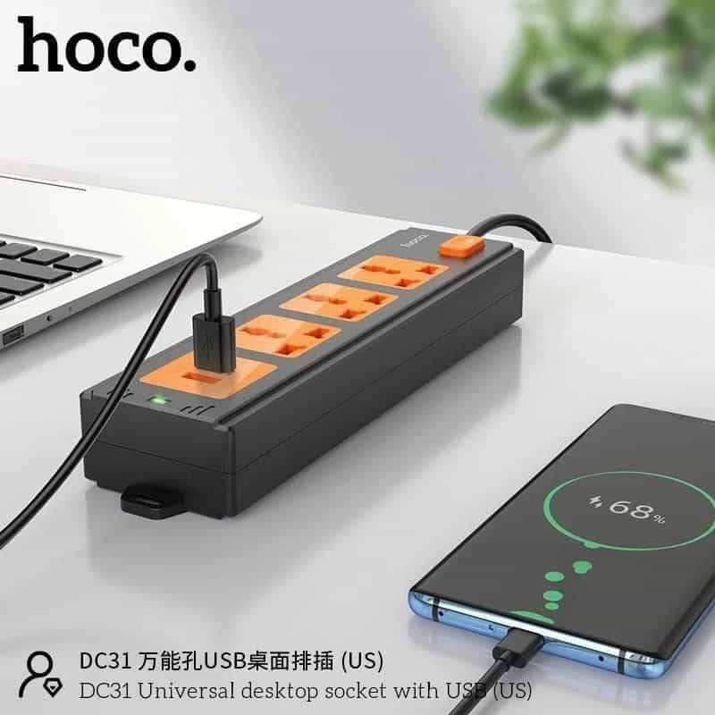 Hoco DC31 2USB 3AC 2500W Desktop Socket