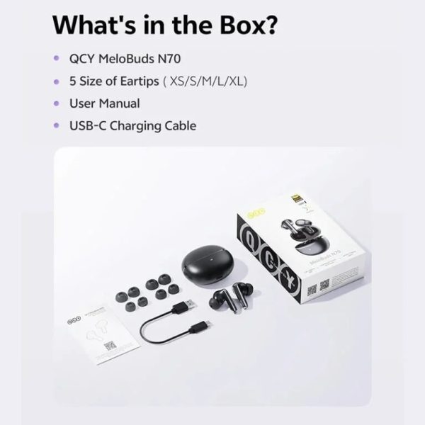 QCY MeloBuds N70 Adaptive ANC Wireless Earbuds