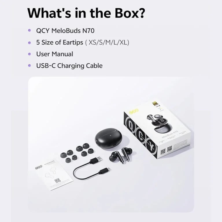 QCY MeloBuds N70 Adaptive ANC Wireless Earbuds