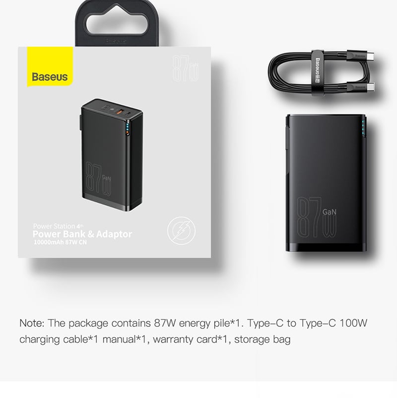 BASEUS 87W Power Station 4th GaN Power Bank Adapter 10000mAh