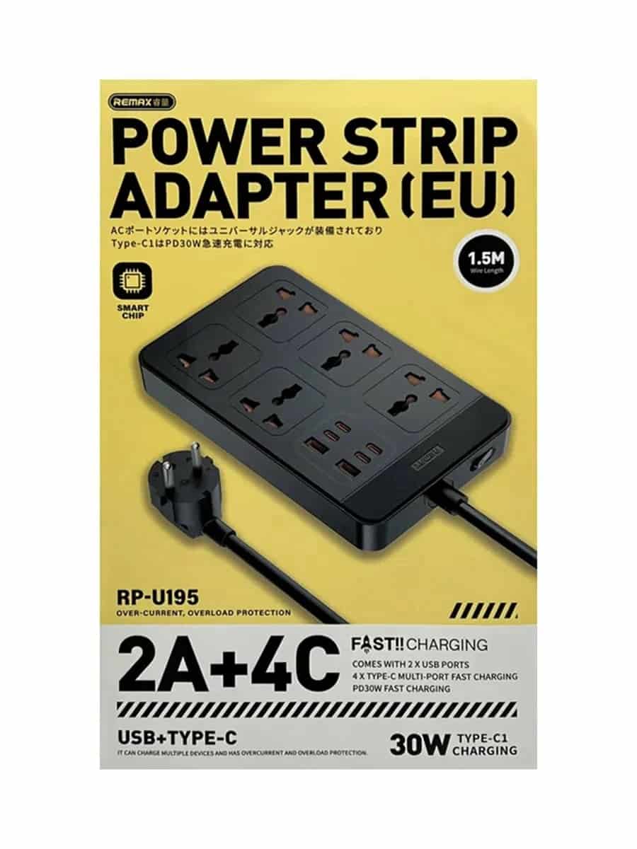 Remax RP-U195 Power Strip Adapter 2A+4C+5Sockets 2500W+30W Wire Length 1.5m (EU Plug)
