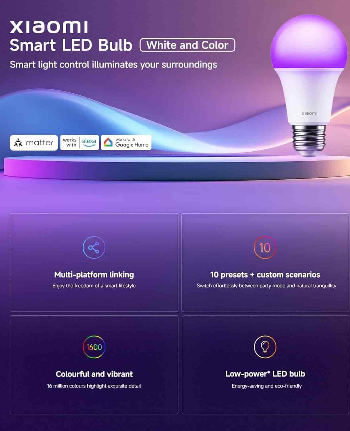 Xiaomi Smart LED Bulb (White And Color) With App Control