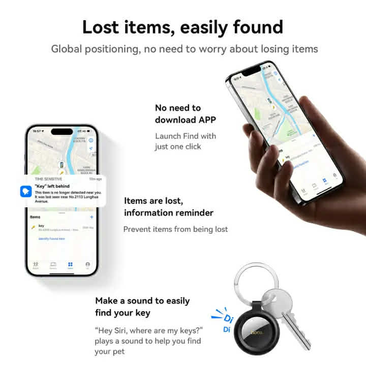 Hoco E100 Smart Finder Works With Apple Find My Anti-Lost Tracker Locator
