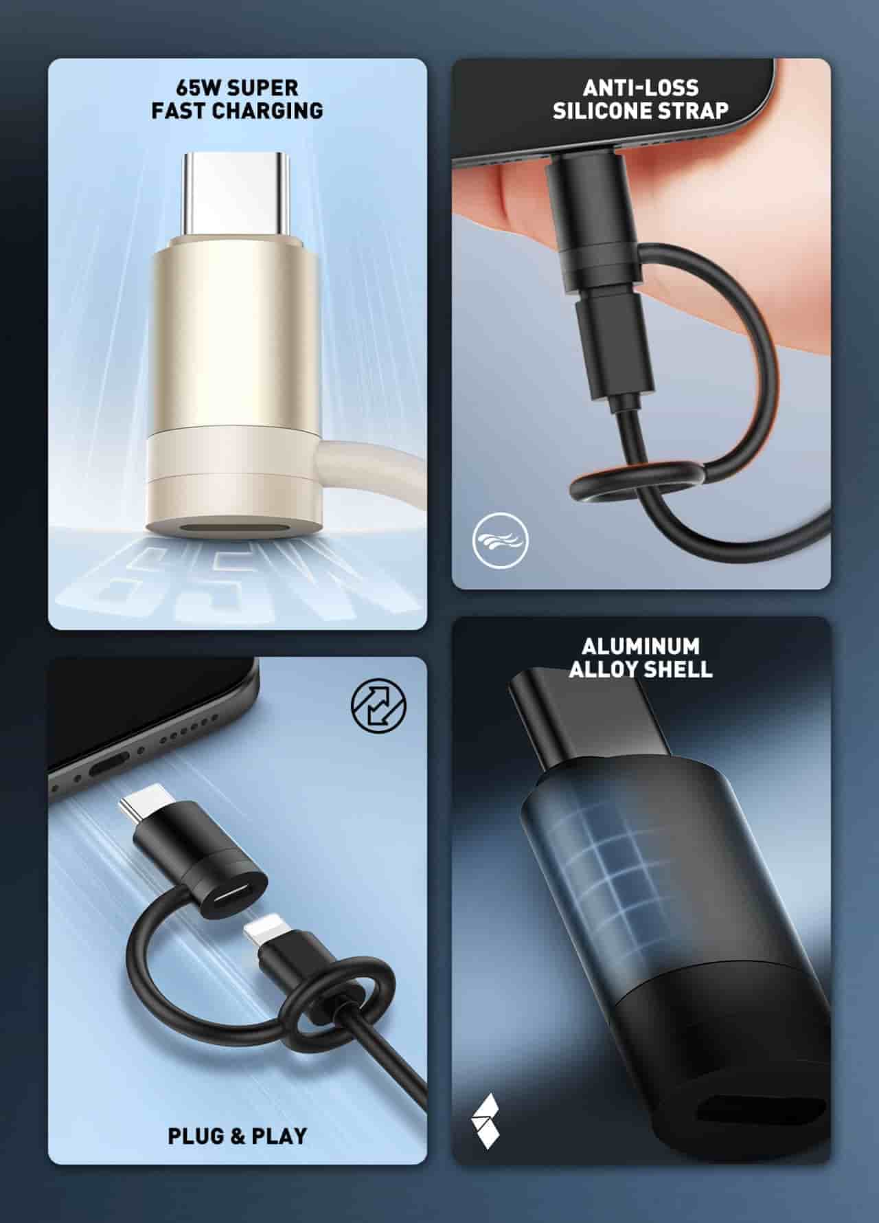 Ldnio LC260 PD65W USB-C Male To Lightning Female PD Fast Charging Adapter
