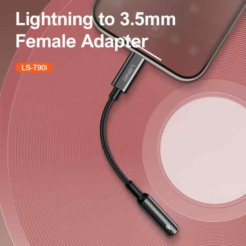 Ldnio LS-T90i Lightning To 3.5mm Female Adapter Hi-Fi Audio Calls Supported
