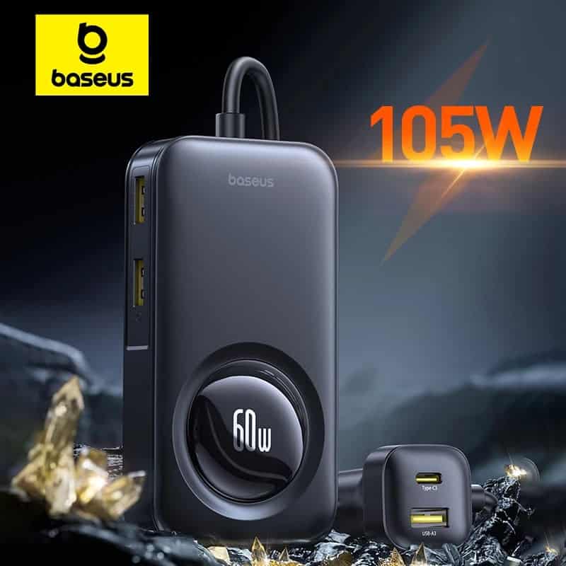 Baseus PrimeTrip VW1 105W 6in1 Car Charger with 60W Retractable Cable