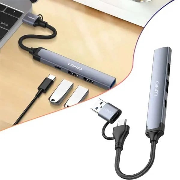 Ldnio DS-64C 4-in-1 USB/Type-C Hub Adapter