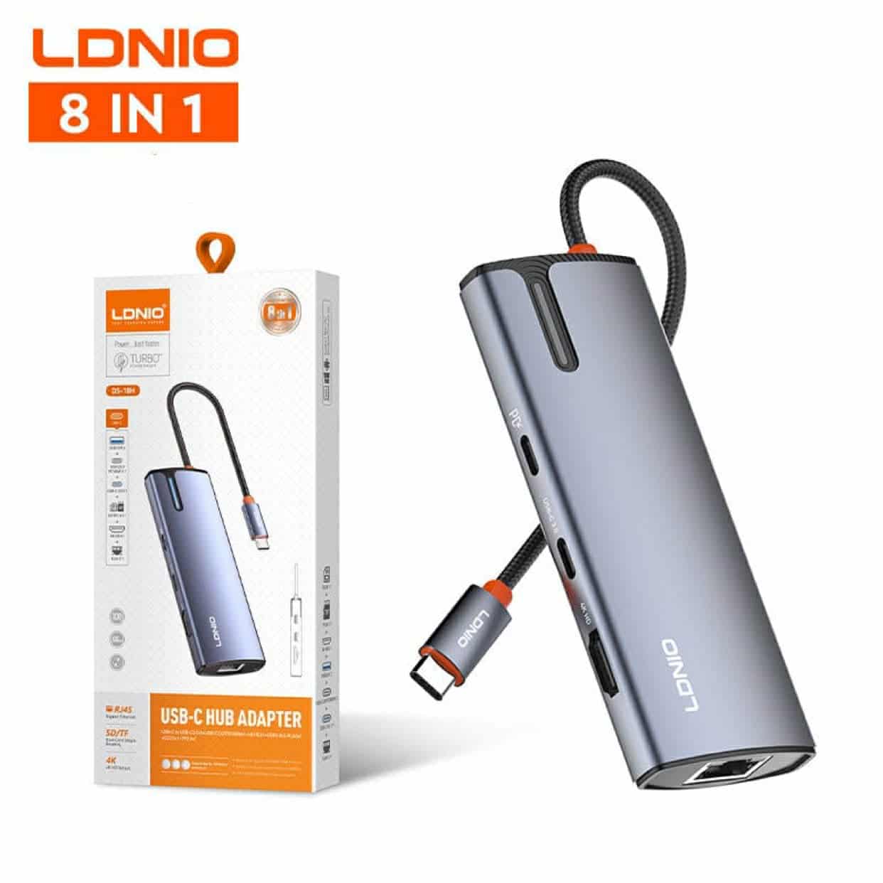 LDNIO DS-18H 8 in 1 USB C Hub 4K Display 100W PD Charging Docking Station