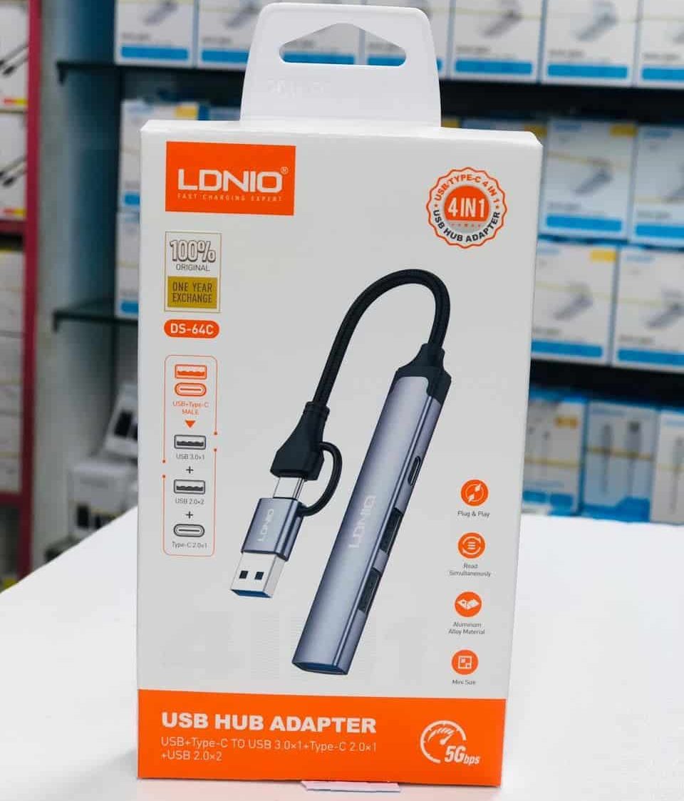 Ldnio DS-64C 4-in-1 USB/Type-C Hub Adapter