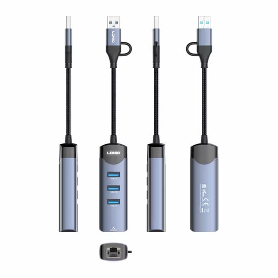 Ldnio DS-144uc USB-A+C+RJ45 Hub Adapter Ldnio DS-144uc USB-A+C+RJ45 Hub Adapter