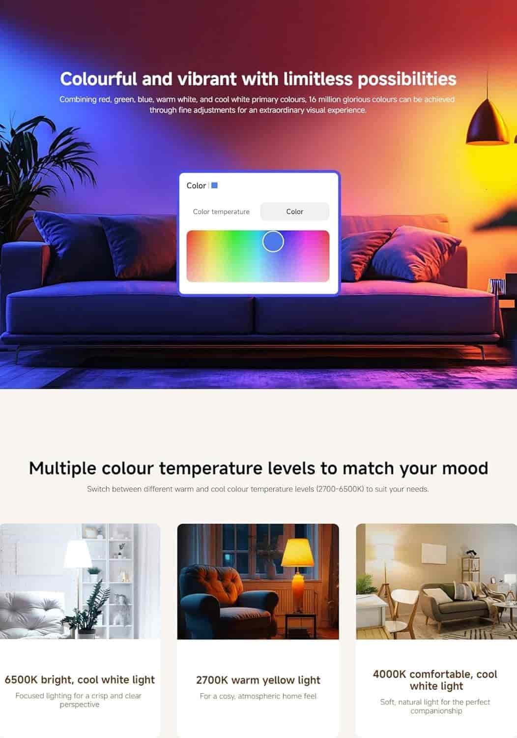 Xiaomi Smart LED Bulb (White And Color) With App Control