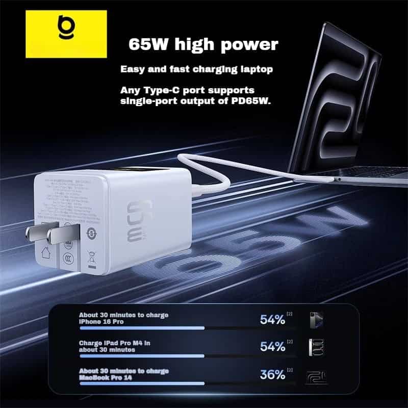 Baseus 65W Super GaN Digital Display Gallium Nitride Type C Charger