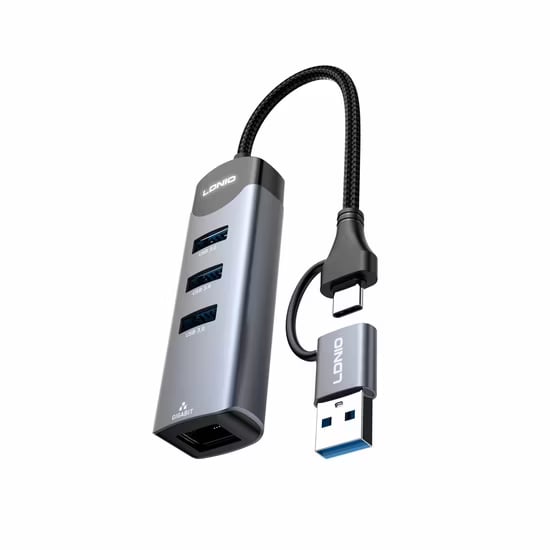 Ldnio DS-144uc USB-A+C+RJ45 Hub Adapter Ldnio DS-144uc USB-A+C+RJ45 Hub Adapter