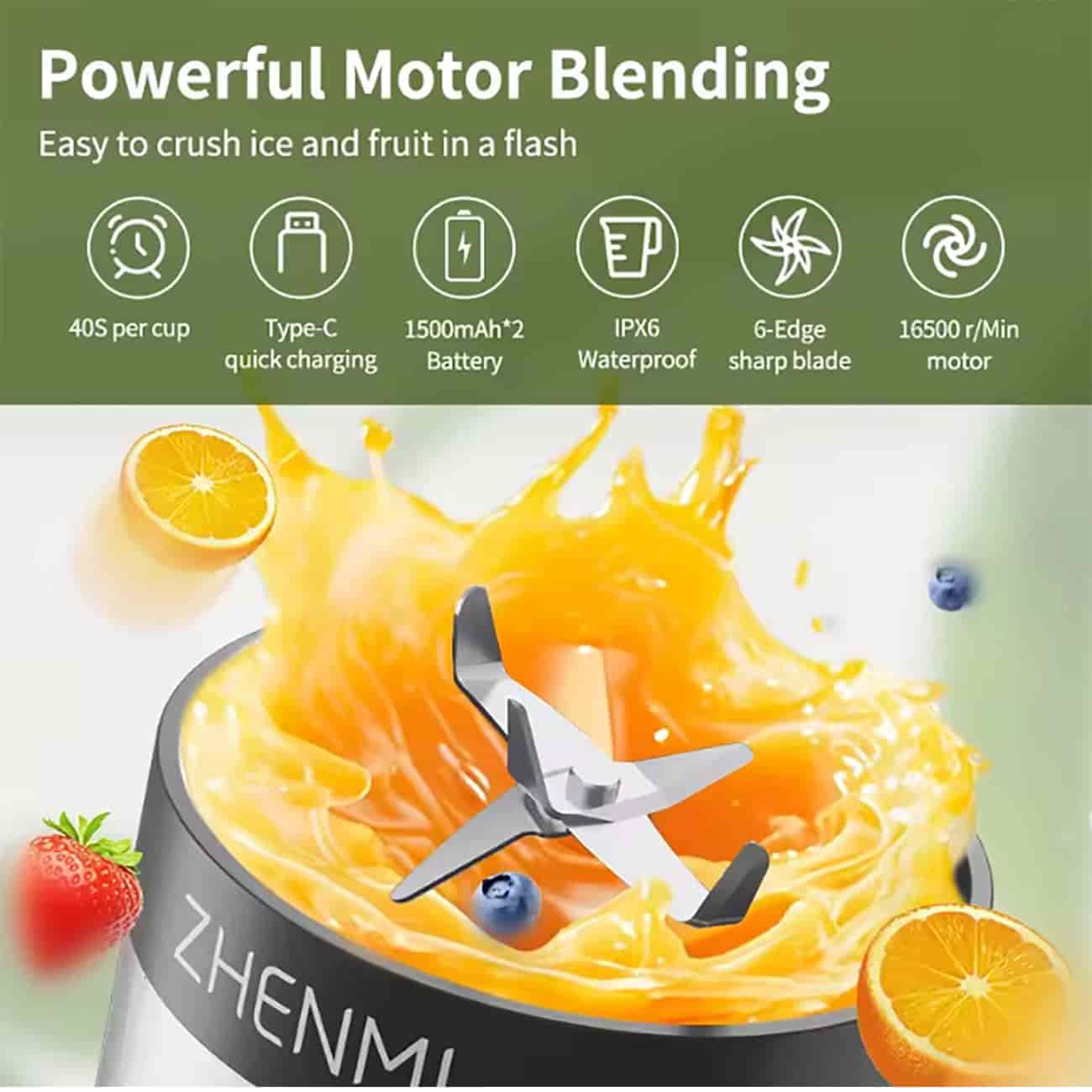 ZHENMI ZMGZ-J17 Portable Juicer with 500ml Large Capacity For Home Use