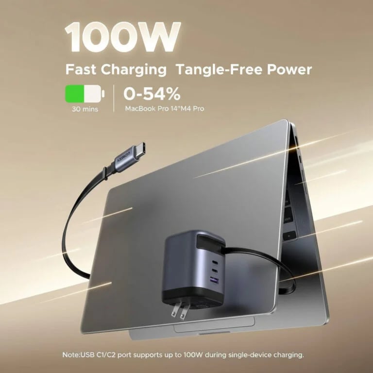 UGREEN X606 Nexode 100W GaN Charger with Retractable Cable