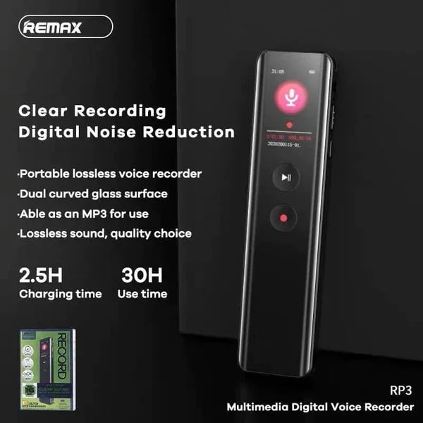 Remax RP3 Multimedia Ditigal Voice Recorder 64GB Clear Sound Noise Reduction