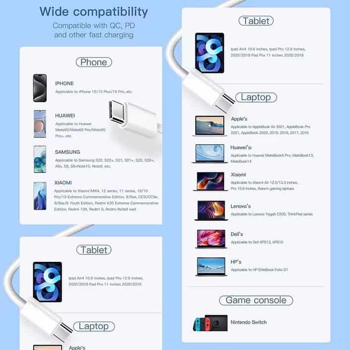 Ldnio LC901c/LC902c 65W USB-C to USB-C Fast Charging Data Cable