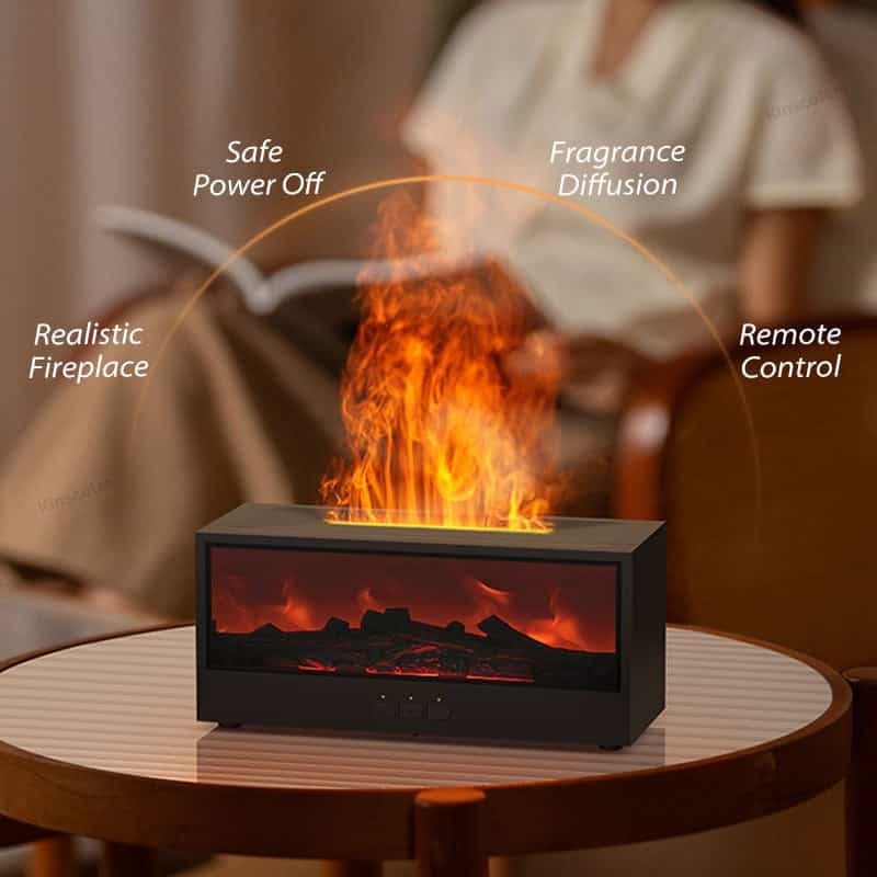 Fireplace A28 Diffuser Home Flame Humidifier Diffuser Essential Oils Air Diffuser with Remote Control
