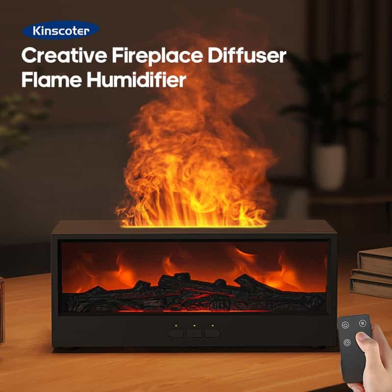 Fireplace A28 Diffuser Home Flame Humidifier Diffuser Essential Oils Air Diffuser with Remote Control