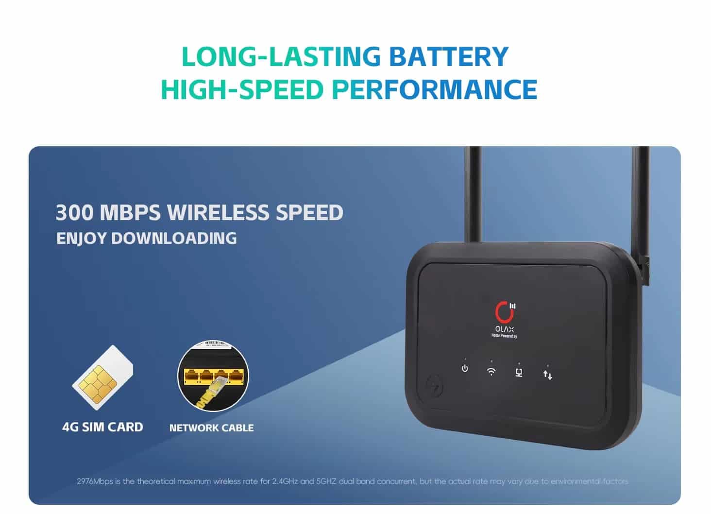 OLAX AX8 Pro WIFI 6 SMA 2 Antenna 4G Router With 5000mah Battery