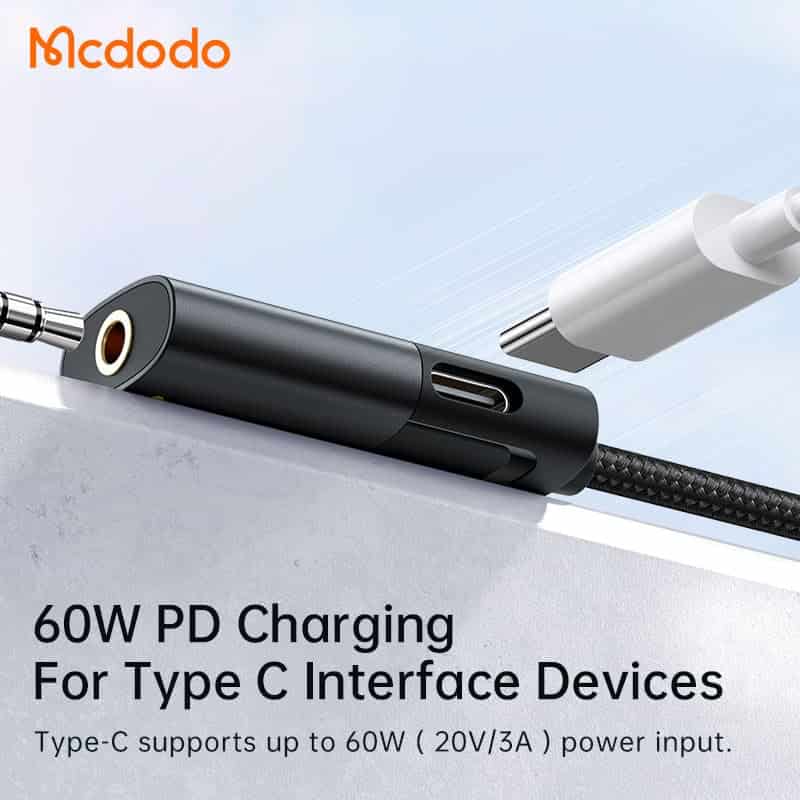 Mcdodo CA-188 60W USB-C to USB-C With DC 3.5MM Audio Adapter (Calling Supported)