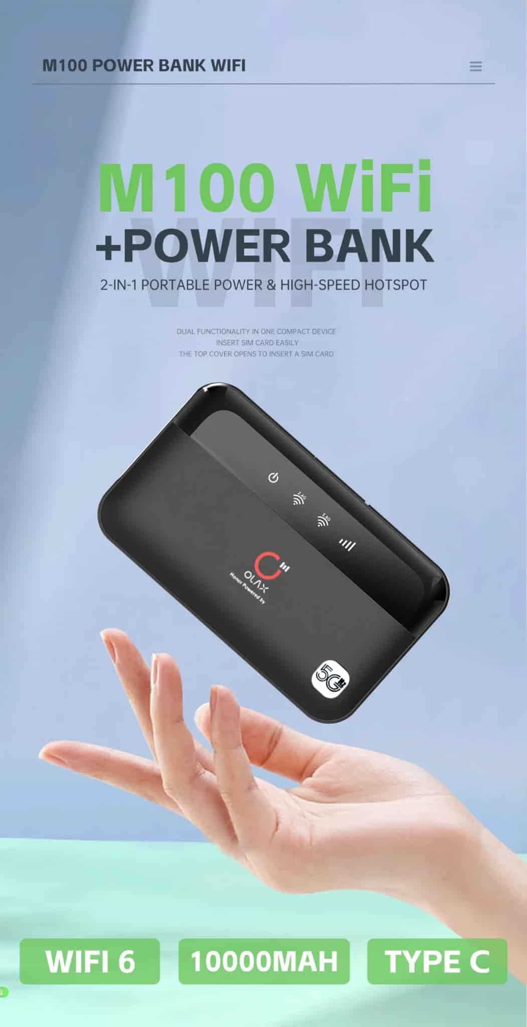 OLAX M100 10000mah Battery WiFi 6 5G Router