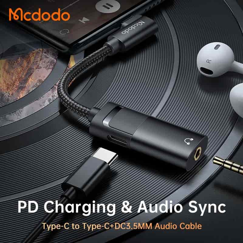 Mcdodo CA-188 60W USB-C to USB-C With DC 3.5MM Audio Adapter (Calling Supported)