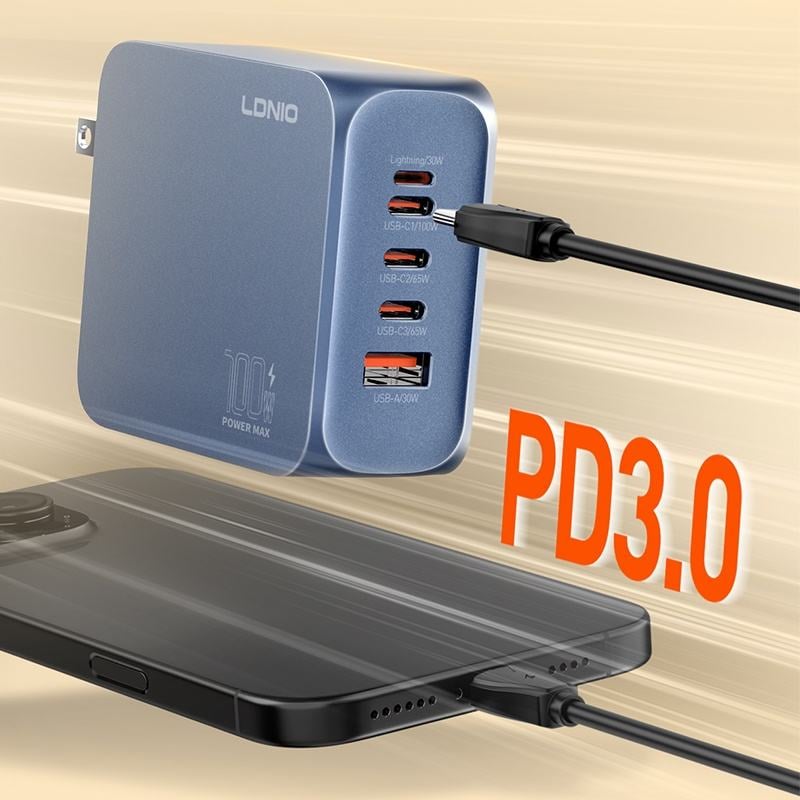 LDNIO Q8 100W GaN Fast Charger PD Charger 100W 5 Port 100W Charger