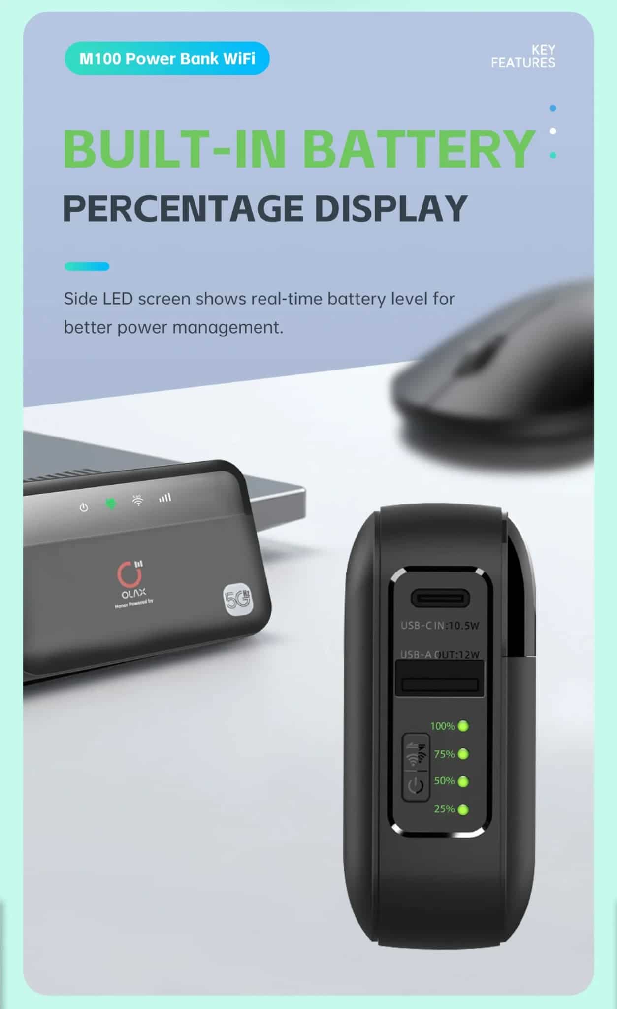 OLAX M100 10000mah Battery WiFi 6 5G Router