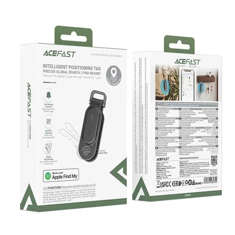 ACEFAST S4 Keychain Global Positioning Device Works With Apple Find My