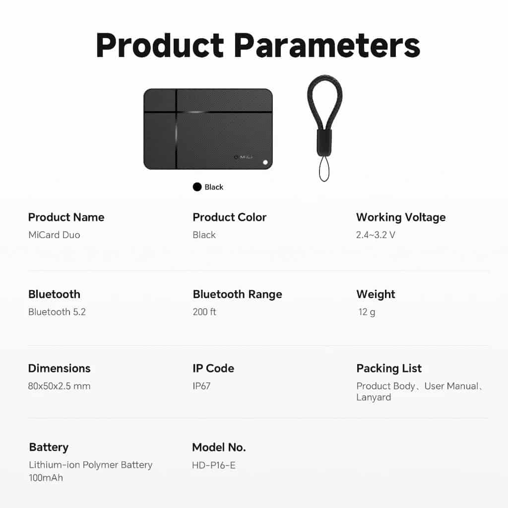 Mili Anti-Loss Digital Business Card MiCard Pro Duo (iOS & Android)