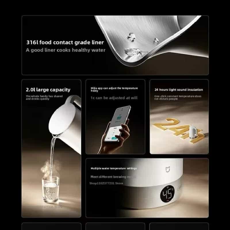 Xiaomi Mijia Constant Temperature Electric Kettle 3 Pro 24-hour insulation 316L Stainless Steel 1800w Fast Heating 2L Mi app